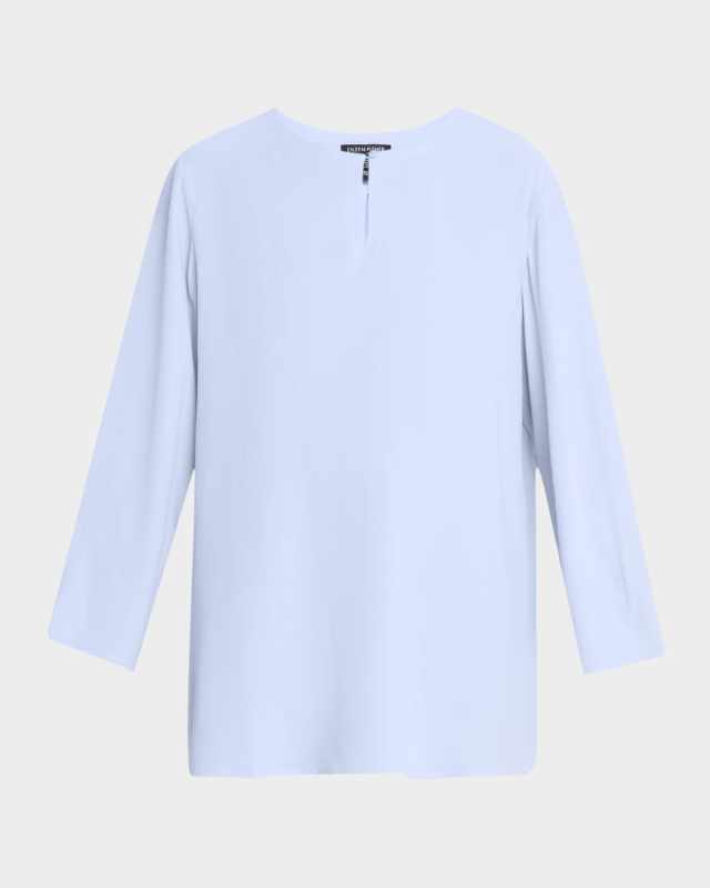 Keyhole Silk Georgette Crepe Tunic